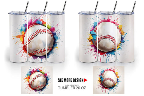 Tumbler Wrap Baseball Paint Splashes Sublimation artnoy 