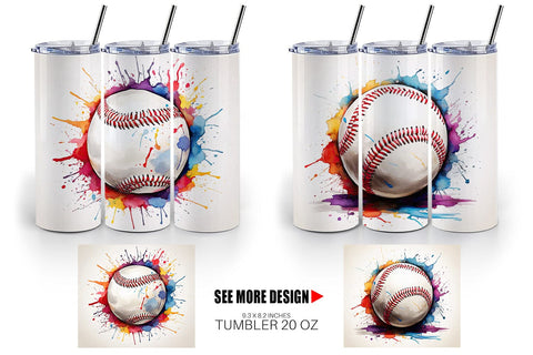 Tumbler Wrap Baseball Paint Splashes Sublimation artnoy 