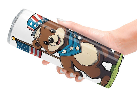 Tumbler Wrap Bear 4th of July Sublimation artnoy 
