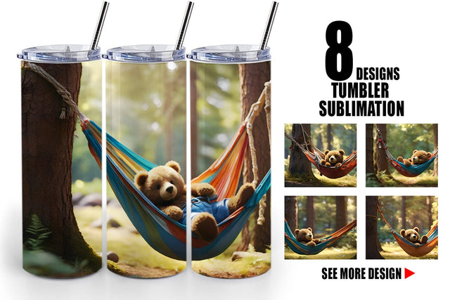 Tumbler Wrap Bear on Summer Day Sublimation artnoy 