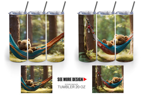 Tumbler Wrap Bear on Summer Day Sublimation artnoy 