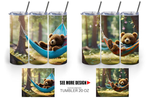 Tumbler Wrap Bear on Summer Day Sublimation artnoy 