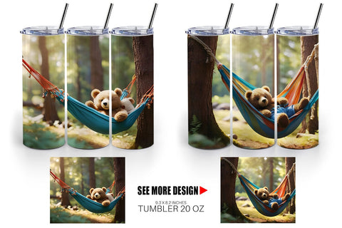 Tumbler Wrap Bear on Summer Day Sublimation artnoy 