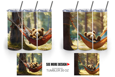 Tumbler Wrap Bear on Summer Day Sublimation artnoy 