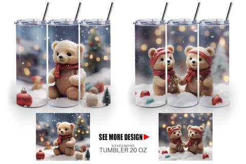 Tumbler Wrap Bears Christmas Sublimation artnoy 
