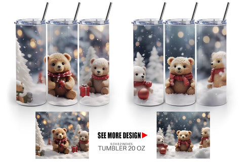 Tumbler Wrap Bears Christmas Sublimation artnoy 