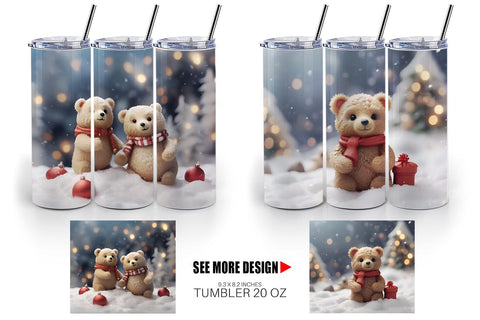 Tumbler Wrap Bears Christmas Sublimation artnoy 