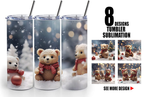 Tumbler Wrap Bears Christmas Sublimation artnoy 