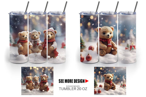 Tumbler Wrap Bears Christmas Sublimation artnoy 