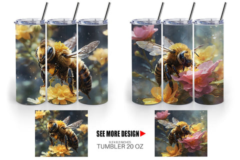 Tumbler Wrap Bee and Flower Sublimation artnoy 