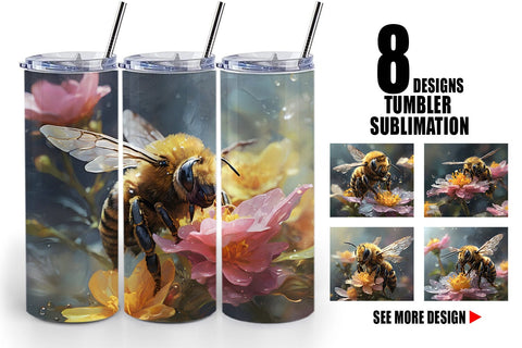 Tumbler Wrap Bee and Flower Sublimation artnoy 