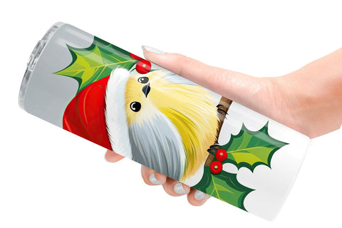 Tumbler Wrap Bird on Holly Branch Sublimation artnoy 