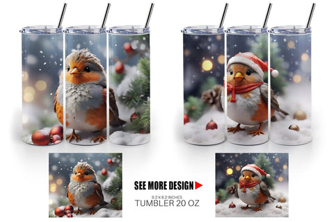 Tumbler Wrap Bird Robin Christmas Sublimation artnoy 