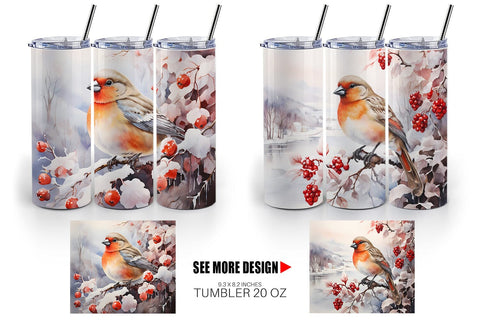 Tumbler Wrap Bird Winter Sublimation artnoy 