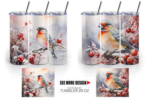 Tumbler Wrap Bird Winter Sublimation artnoy 