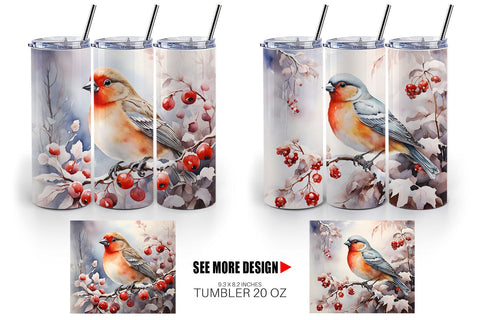 Tumbler Wrap Bird Winter Sublimation artnoy 