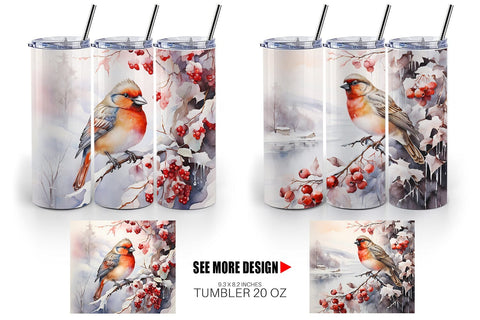 Tumbler Wrap Bird Winter Sublimation artnoy 