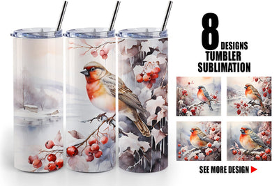 Tumbler Wrap Bird Winter Sublimation artnoy 