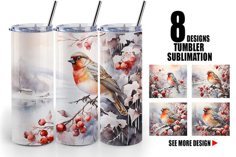 Tumbler Wrap Bird Winter Sublimation artnoy 