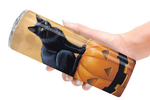 Tumbler Wrap Black Cat and Pumpkin Sublimation artnoy 