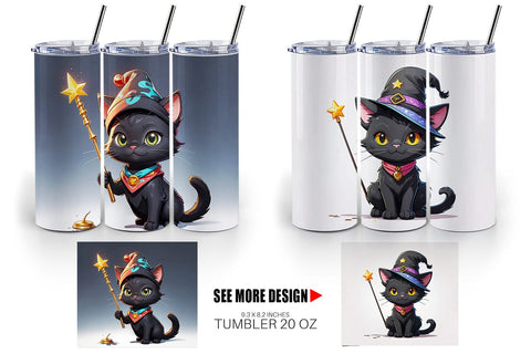 Tumbler Wrap Black Cat Halloween Sublimation artnoy 