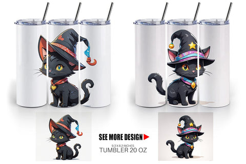 Tumbler Wrap Black Cat Halloween Sublimation artnoy 