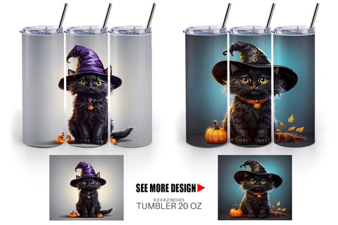 Tumbler Wrap Black Cat Halloween Sublimation artnoy 