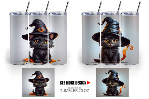 Tumbler Wrap Black Cat Halloween Sublimation artnoy 