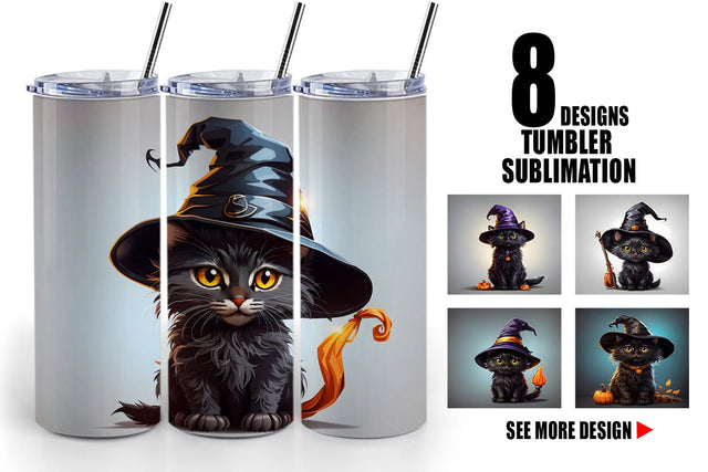 Tumbler Wrap Black Cat Halloween Sublimation artnoy 