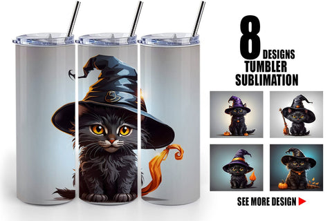Tumbler Wrap Black Cat Halloween Sublimation artnoy 