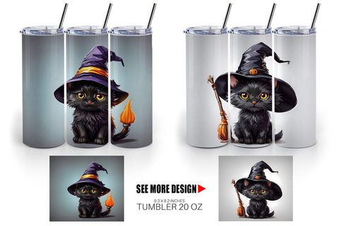 Tumbler Wrap Black Cat Halloween Sublimation artnoy 