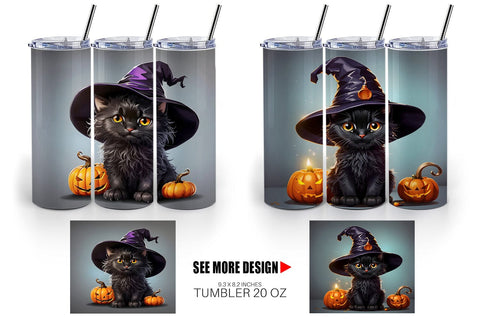 Tumbler Wrap Black Cat Halloween Sublimation artnoy 
