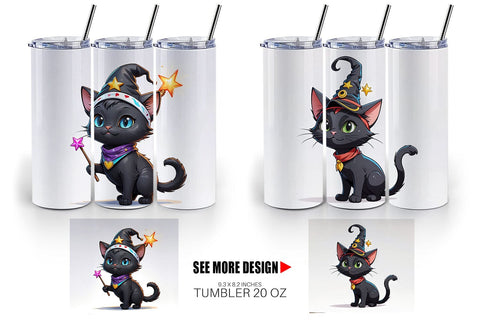 Tumbler Wrap Black Cat Halloween Sublimation artnoy 
