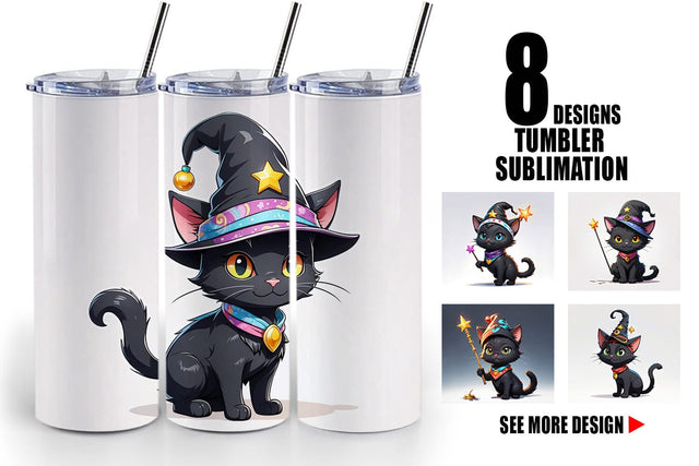 Tumbler Wrap Black Cat Halloween Sublimation artnoy 