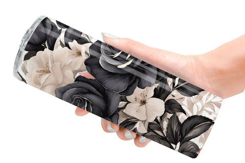 Tumbler Wrap Black Rose Pattern Sublimation artnoy 