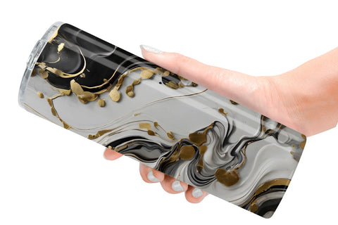 Tumbler Wrap Black White Marble Gold Sublimation artnoy 