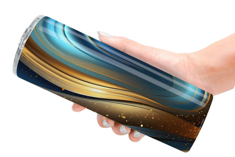 Tumbler Wrap Blue and Gold Swirl Sublimation artnoy 