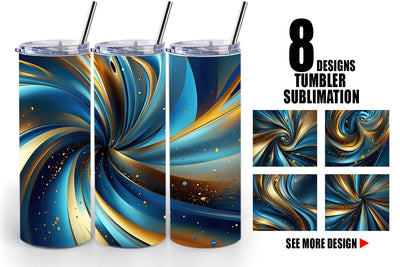 Tumbler Wrap Blue and Gold Swirl Sublimation artnoy 