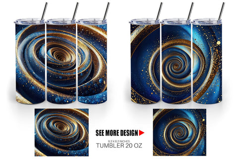 Tumbler Wrap Blue and Gold Vortex Sublimation artnoy 