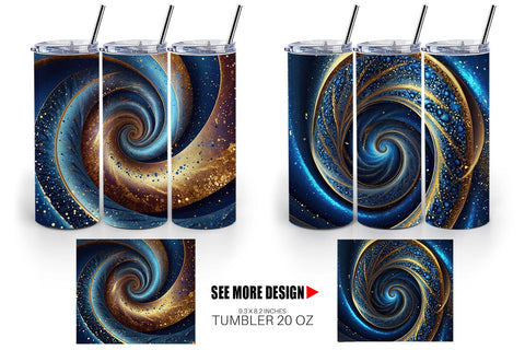 Tumbler Wrap Blue and Gold Vortex Sublimation artnoy 