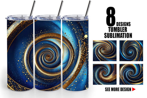 Tumbler Wrap Blue and Gold Vortex Sublimation artnoy 