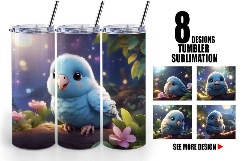 Tumbler Wrap Blue Bird Cute Sublimation artnoy 