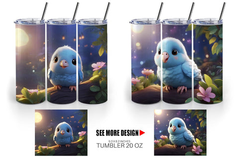 Tumbler Wrap Blue Bird Cute Sublimation artnoy 