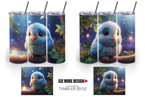 Tumbler Wrap Blue Bird Cute Sublimation artnoy 