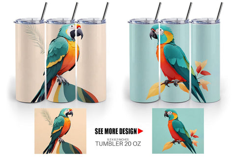 Tumbler Wrap Boho Bird Parrot Sublimation artnoy 