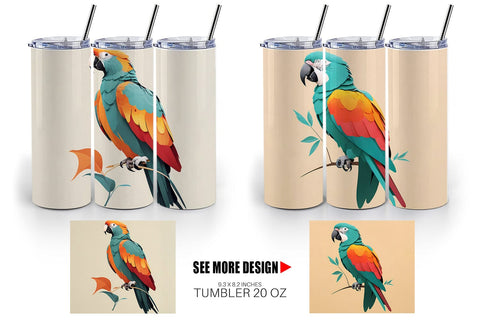 Tumbler Wrap Boho Bird Parrot Sublimation artnoy 