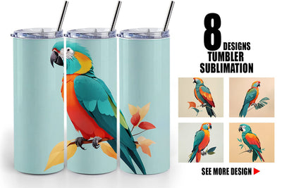 Tumbler Wrap Boho Bird Parrot Sublimation artnoy 