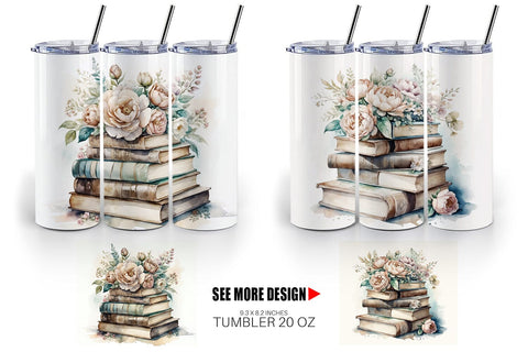 Tumbler Wrap Book Stack Sublimation artnoy 