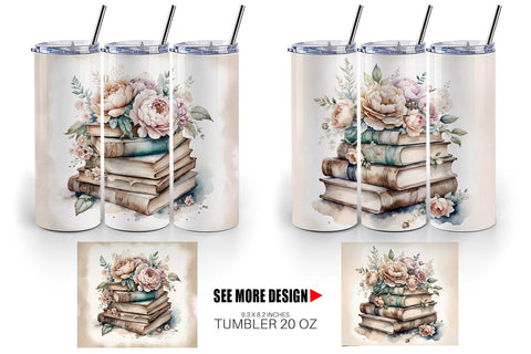 Tumbler Wrap Book Stack Sublimation artnoy 
