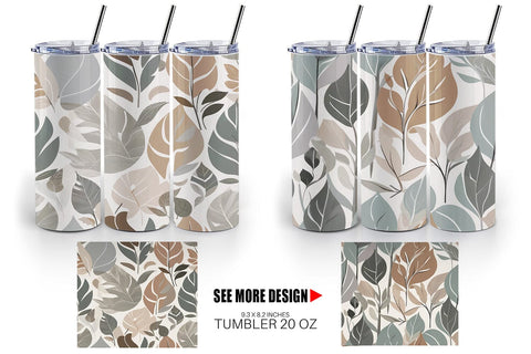 Tumbler Wrap Botanical Elements Pattern Sublimation artnoy 